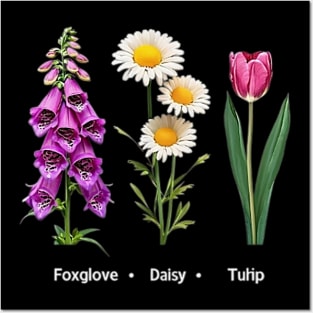 FOXGLOVE-DAISY-TULIP Posters and Art